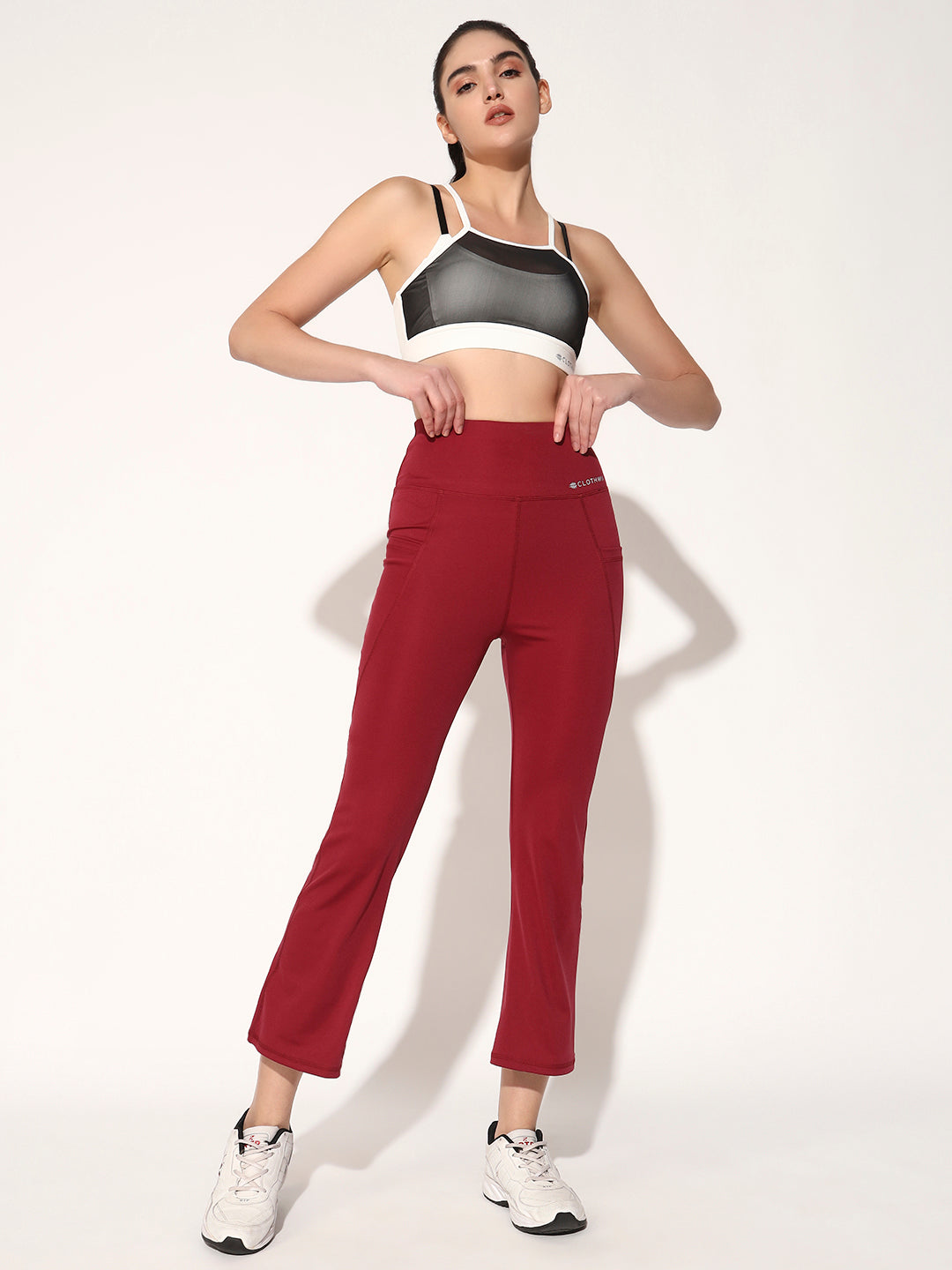 High Rise Workout Flare Pant - Maroon