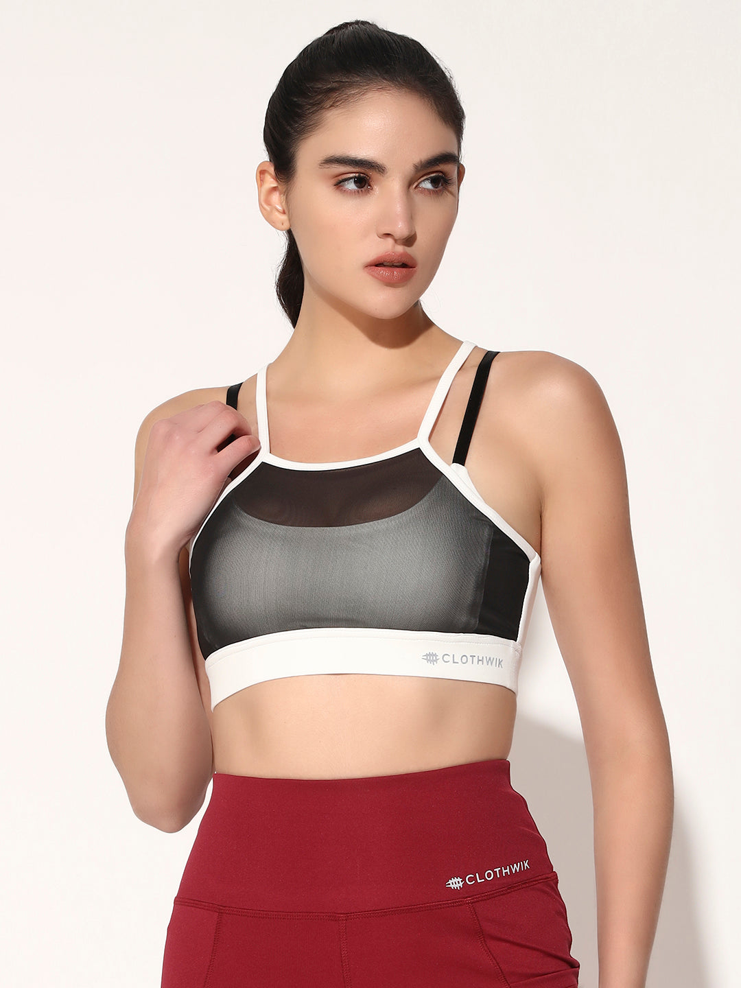 NYLON WOMEN WORKOUT SHORTS BRA - WHITE