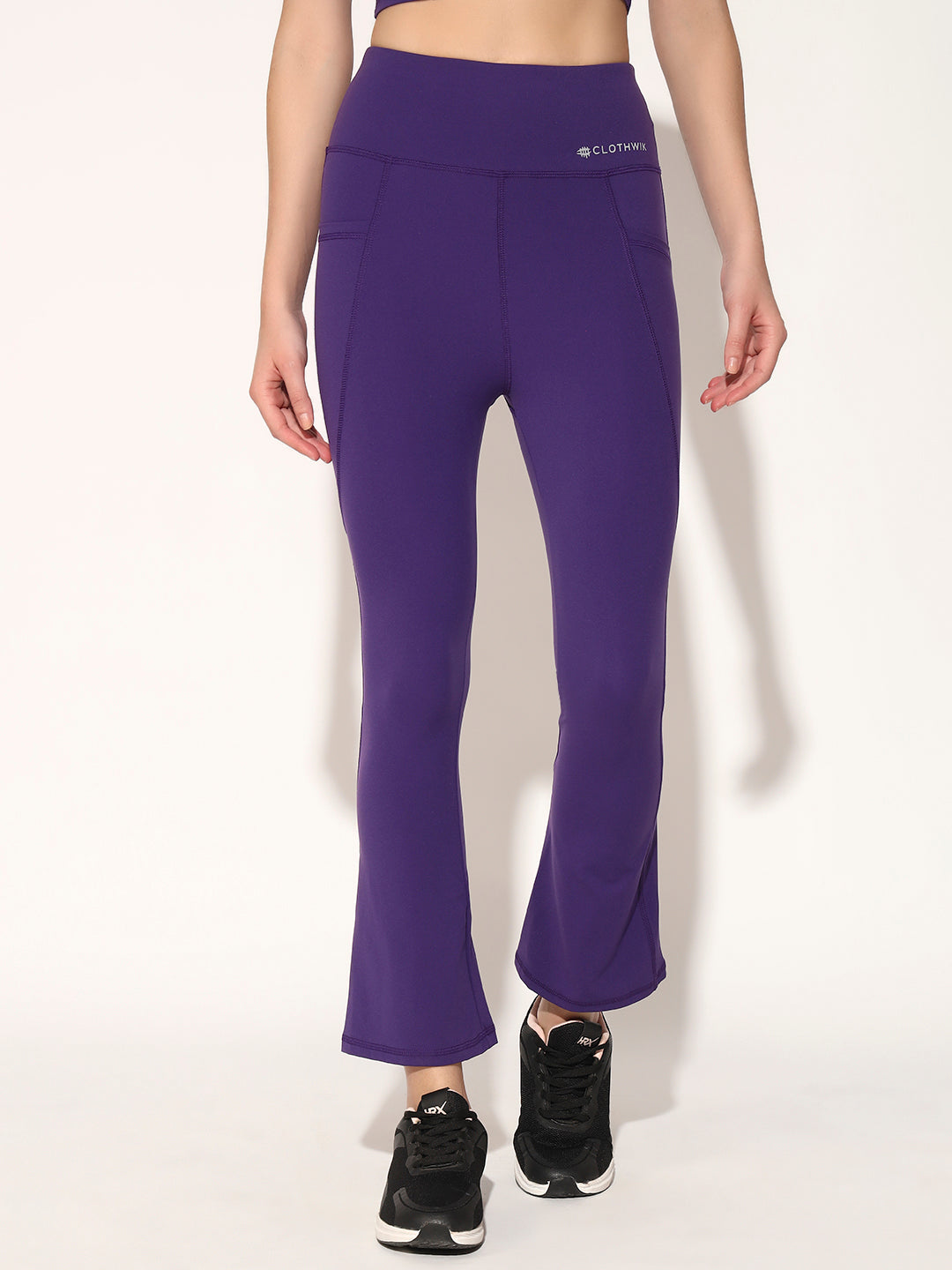 NYLON WOMEN WORKOUT FLARE PANT -TRUE PURPLE