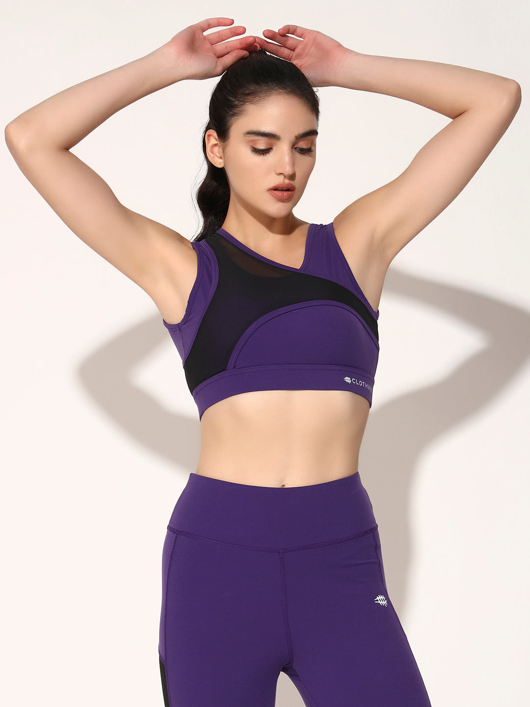 NYLON WOMEN FORNTCROSS MESH SPORTS BRA - TRUE PURPLE