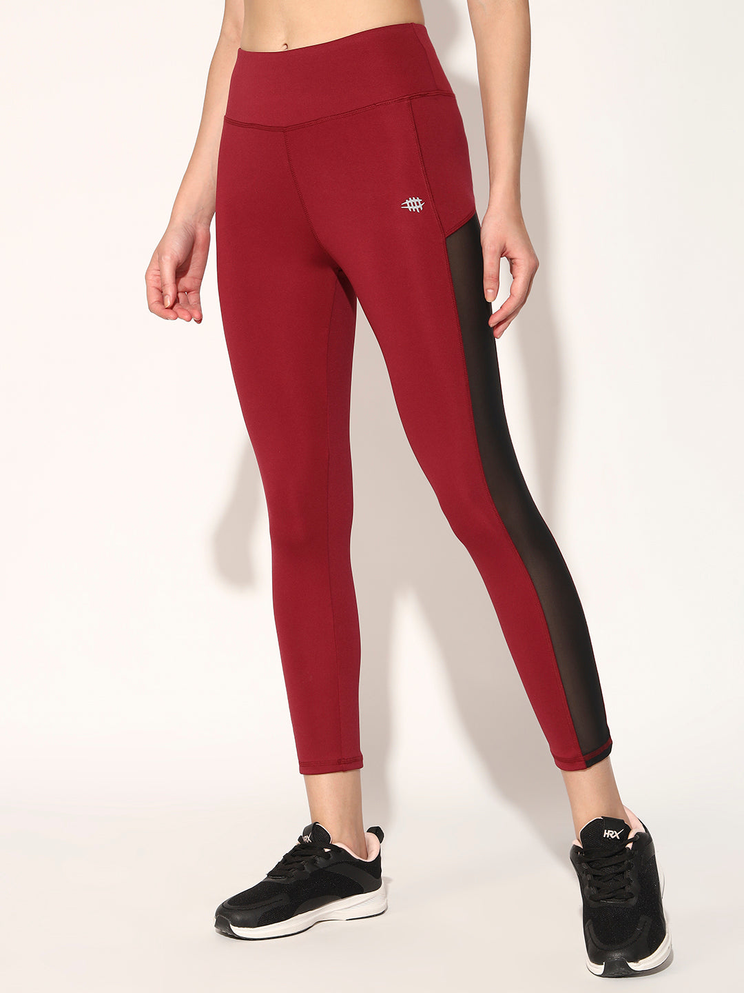 NYLON WOMEN WORKOUT FULL SIDE MESH - MAROON
