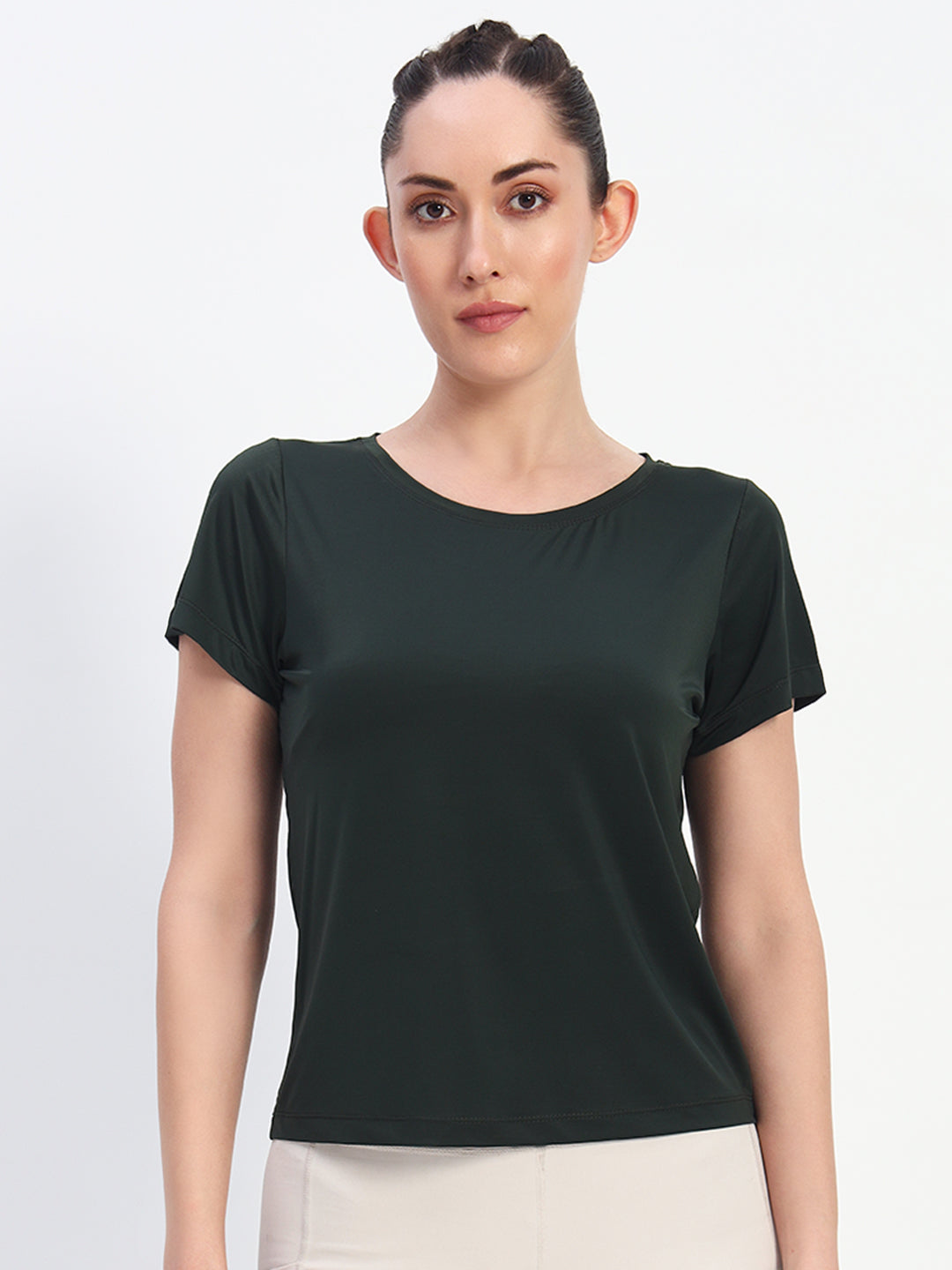 Deep Neck Workout T-Shirt - Olive Green