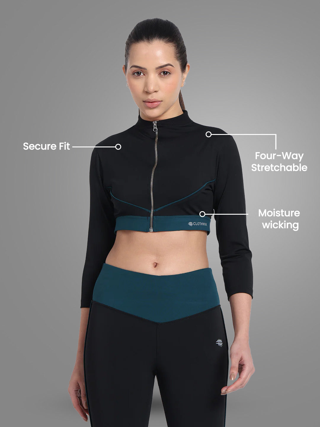 Front Zipper Sport Bra – Royal Green