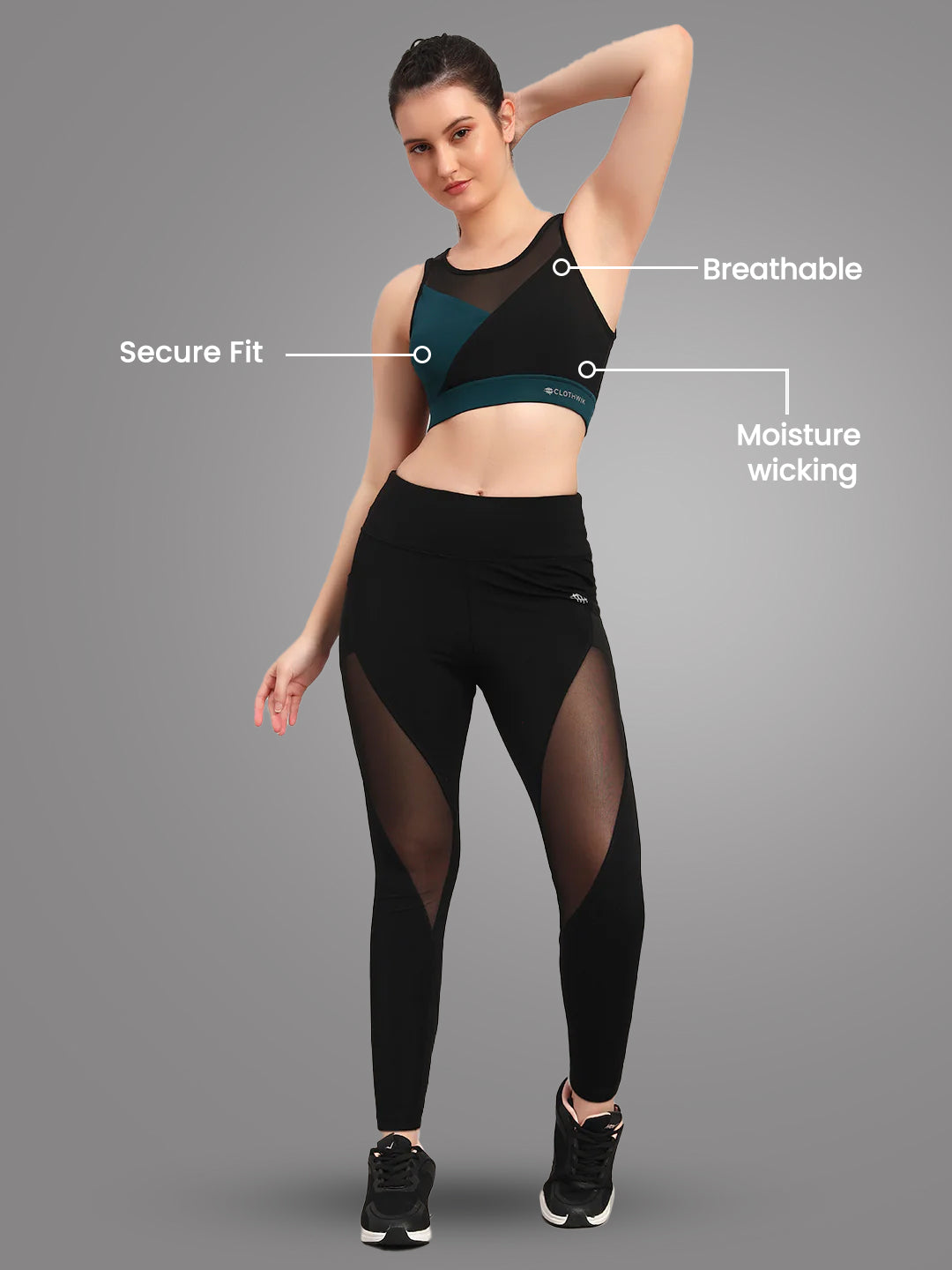 Multi Color & Back Design Sports Bra – Black/Green